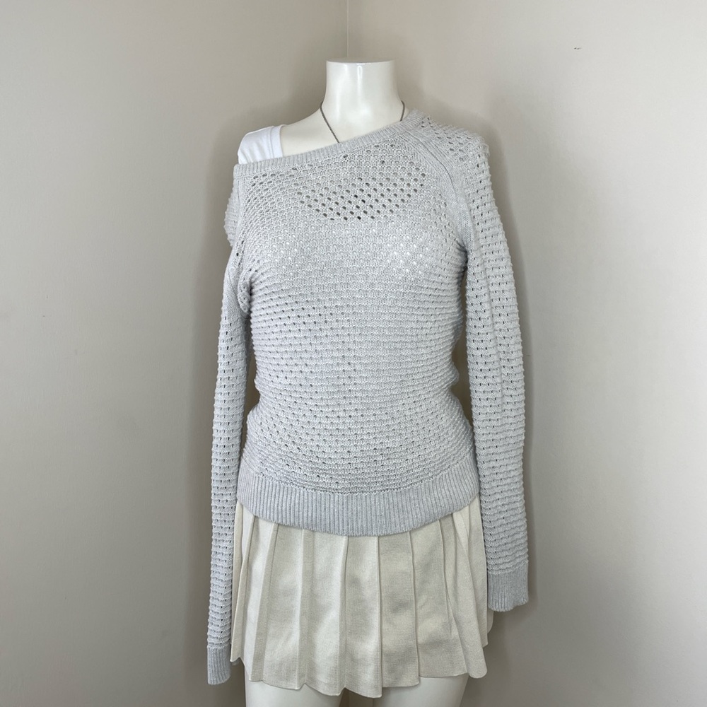Max Studio Light Gray Button-Back Womens Sweater … - image 5